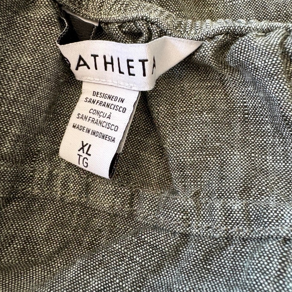 Athleta Voyager Tank XL Olive Green Linen Square Neck Sleeveless Top - Picture 4 of 6
